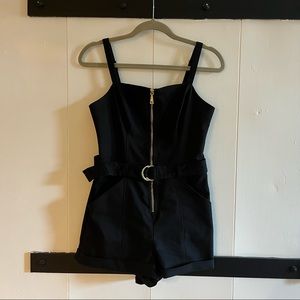 Guess Black Zip Up Romper with Belt
